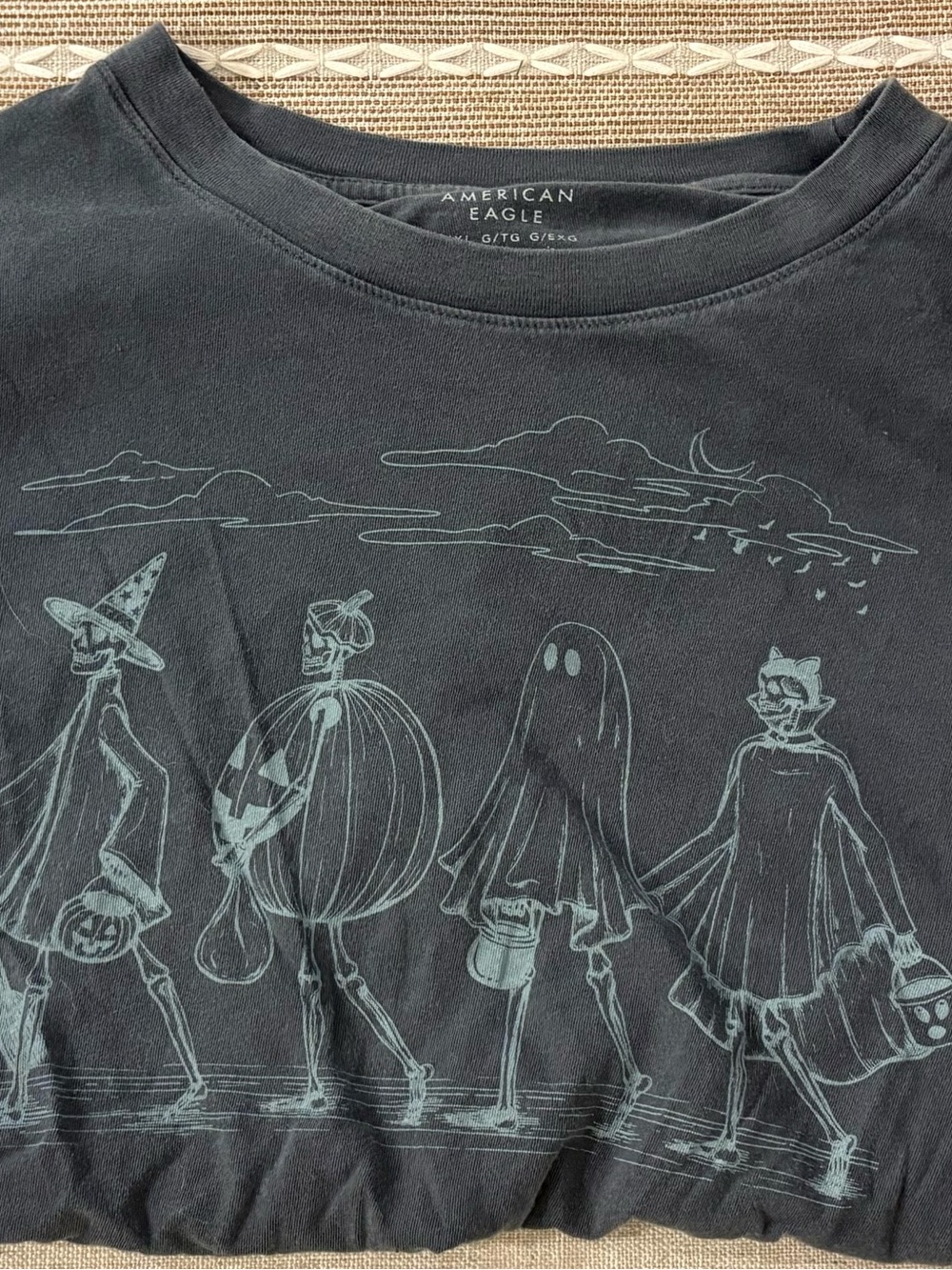 American Eagle Outfitters Oversized Black Halloween Graphic Tee